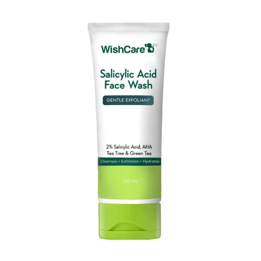 WishCare 2% Salicylic Acid Face Wash with AHA, GreenTea, Chamomile & TeaTree, 100 gm