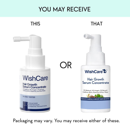 WishCare Hair Growth Serum Concentrate - 3% Redensyl, 4% Anagain, 2% Baicapil, Caffeine, Biotin, Plant Keratin & Rice Water, 30 ml