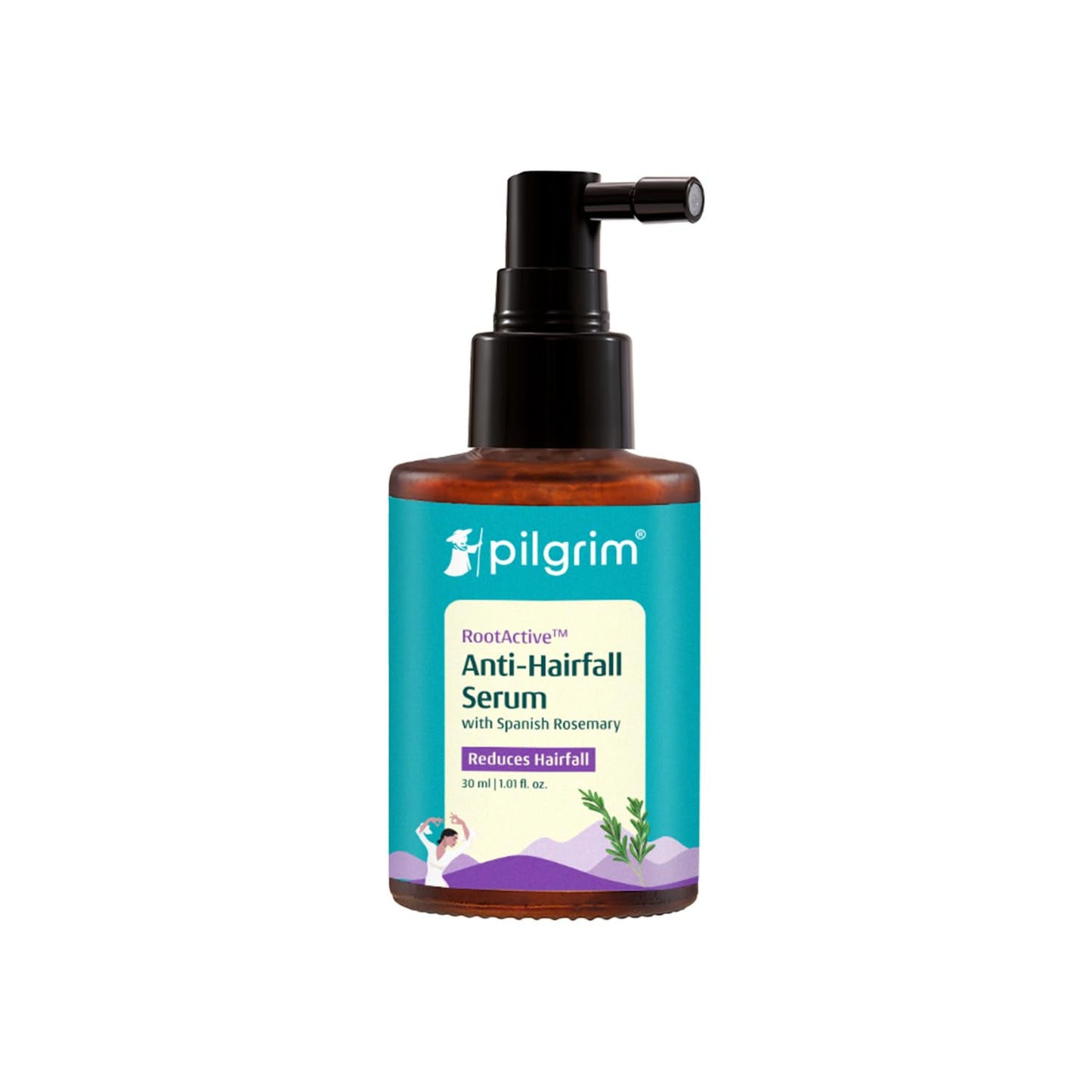 Pilgrim RootActive Anti-Hairfall Serum With Spanish Rosemary, Caffeine, Biotin, Capilia Longa, Saw Palmetto (30ml) | Strengthens Hair Roots, Reduces hair loss & Increases Hair Density | For Men and Women