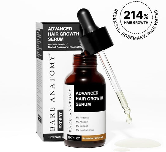 Bare Anatomy Advanced Hair Growth Serum | 3% Redensyl + 4% Anagain + 3% Baicapil + 1% Capilia Longa, 30 ml
