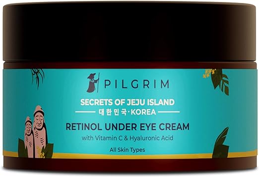 Pilgrim Korean Retinol Under Eye Cream For Dark Circles With Vitamin C & Hyaluronic Acid,30 gm