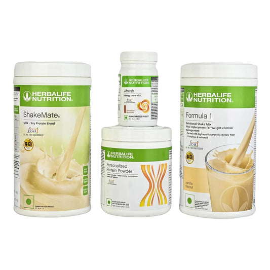 Herbalife Nutrition Weight Loss Combo,F1 Vanilla, Shakemate, Protein 200 gm With Afresh Cinnamon Energy Drink (Pack of 4