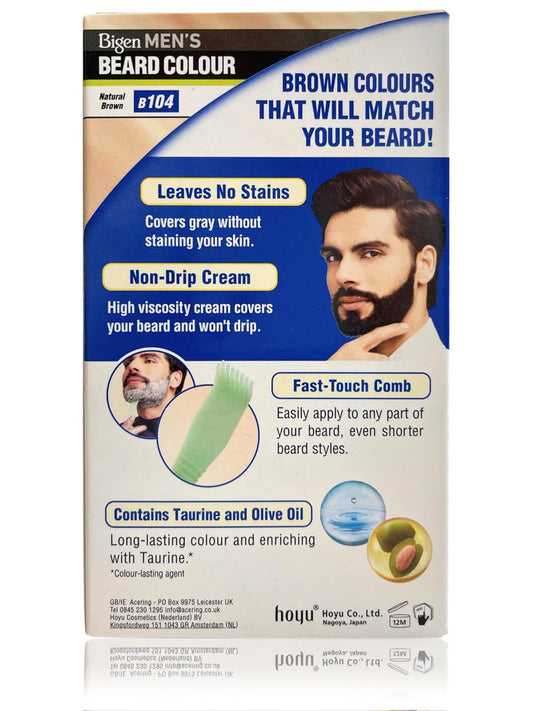 Bigen Mens Beard Colour Natural Black B104, 40 gm