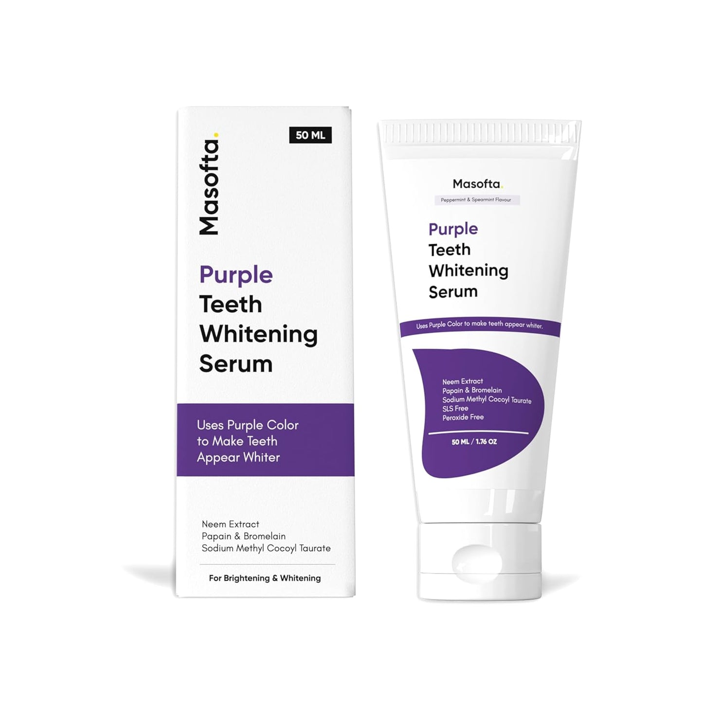 Masofta Purple Teeth Whitening Serum For Yellow & Dark Teeth Stains, 50 ml