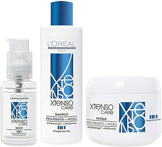 Loreal Professionnel Combo of XTenso Care Pro-Keratin and Incell 250ml Shampoo,196g Masque and 50ml Serum
