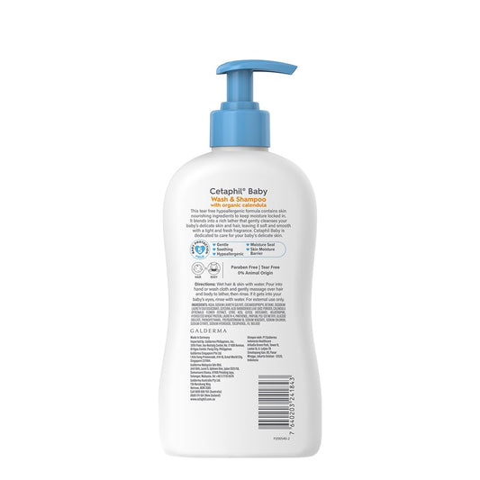 Cetaphil Baby Wash & Shampoo with Organic Calendula, 400 ml
