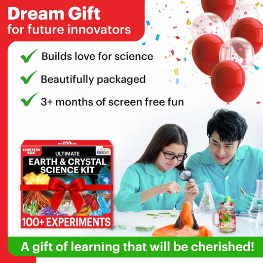 Einstein Box Ultimate Earth & Crystal Science Kit |Kids Age 8-14 | STEM Projects