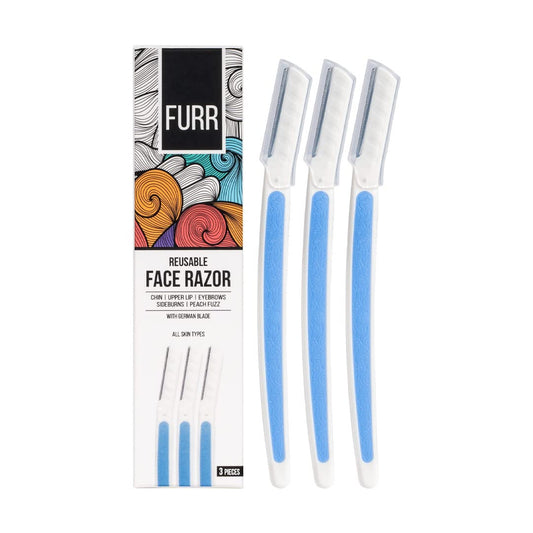 FURR Reusable Face Razor For Women Facial Hair With German Blade, Pack of 3