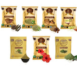 Online Quality Store Reetha (50g) + Amla (50g) + Shikakai (50g) + Bhringraj (50g) + Hibiscus (50g) + Mehandi (50g) + Free Indigo (50g) Powder For Hairs, 350 g