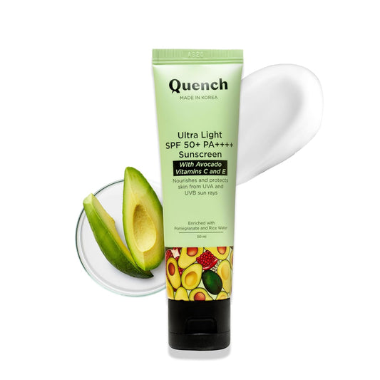 Quench Bravocado Sunscreen Spf 50+ Pa++++ Korean Sunscreen With Vitamin E & Avocado, 50 ml