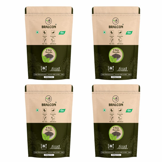 Bracon Raw Unroasted Organic Chia Seeds - 100 gm, Pack of 4