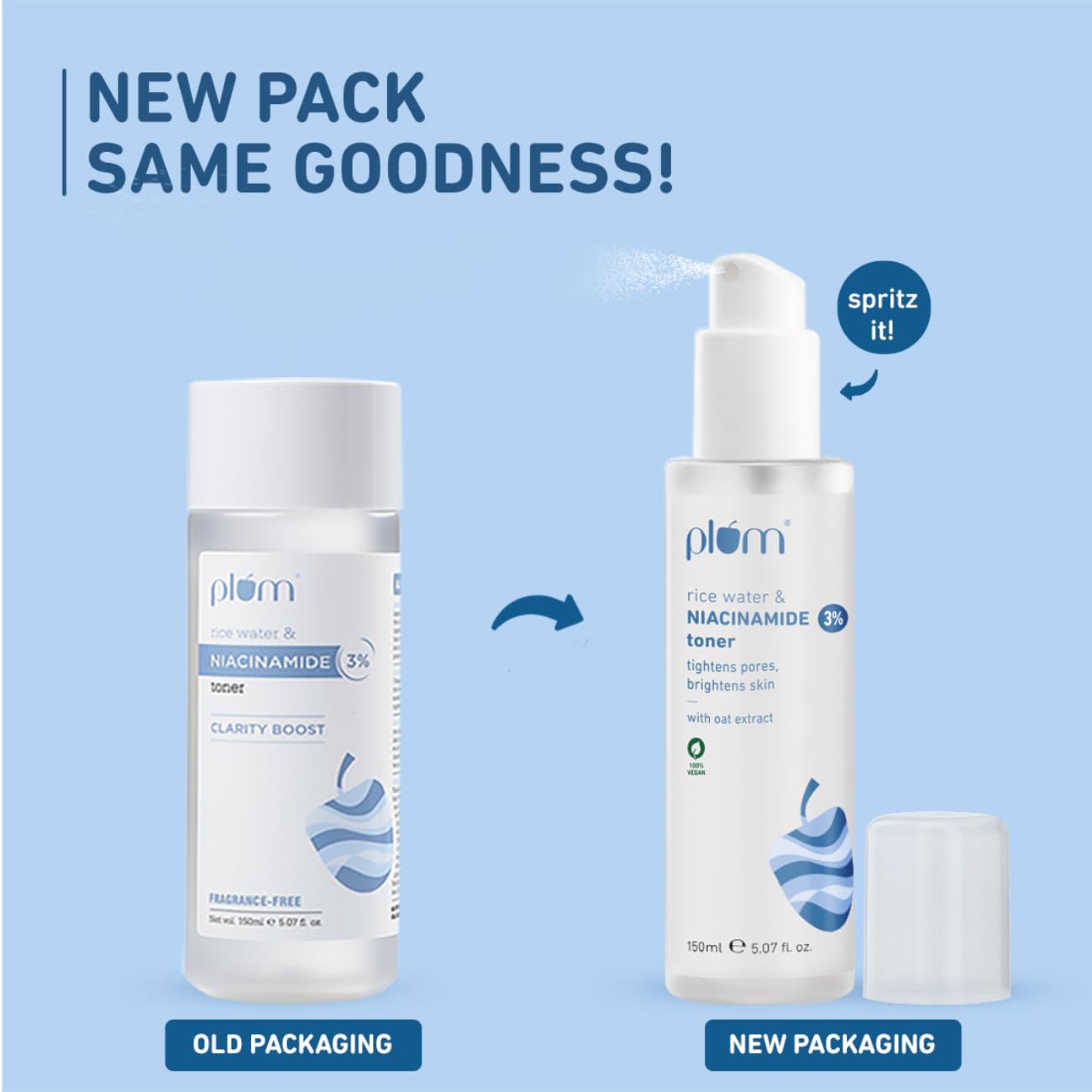 Plum 3% Niacinamide & Rice Water Face Toner | With Rice Ferment Extract 150ML