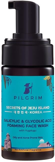Pilgrim Korean 1.5% Salicylic(Bha) & 2% Glycolic Acid(Aha) Foaming Face Wash , 120 ml