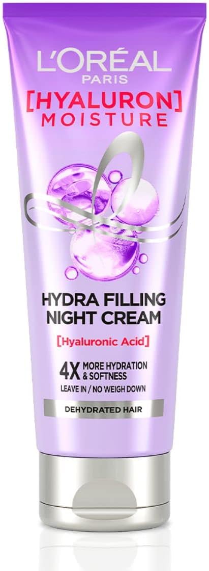 L’Oréal Paris Filling Night Cream, Leave In Hair Cream with Hyaluronic Acid,  180ml