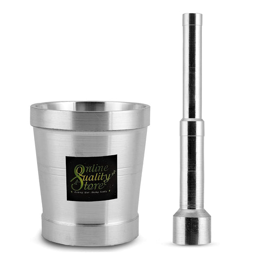 Online Quality Store Kitchen Khalbatta Okhli Masher |Mortar and Pestle Set |Aluminium Khal Batta|Imam dasta |Okhli|Musal|Khallad