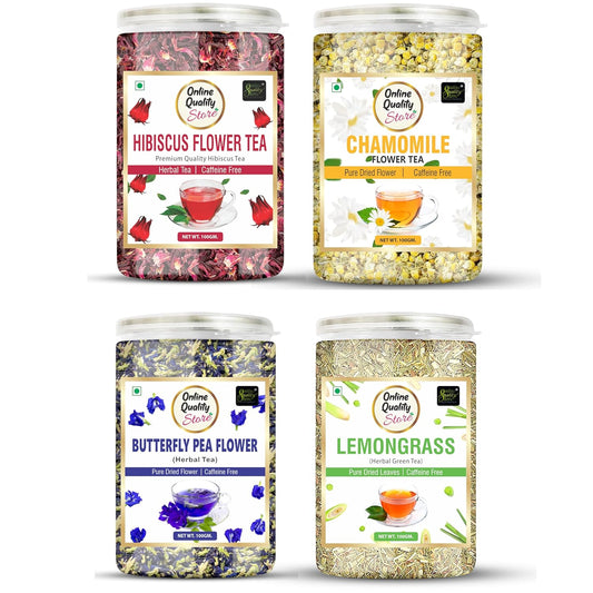 Online Quality Store Hibiscus Flower Tea, Butterfly Pea, Chamomile, Lemongrass - 400 gm