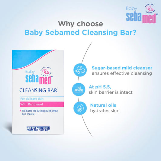 Sebamed Baby Cleansing Bar 150 gm, pH 5.5, Newborn Bathing