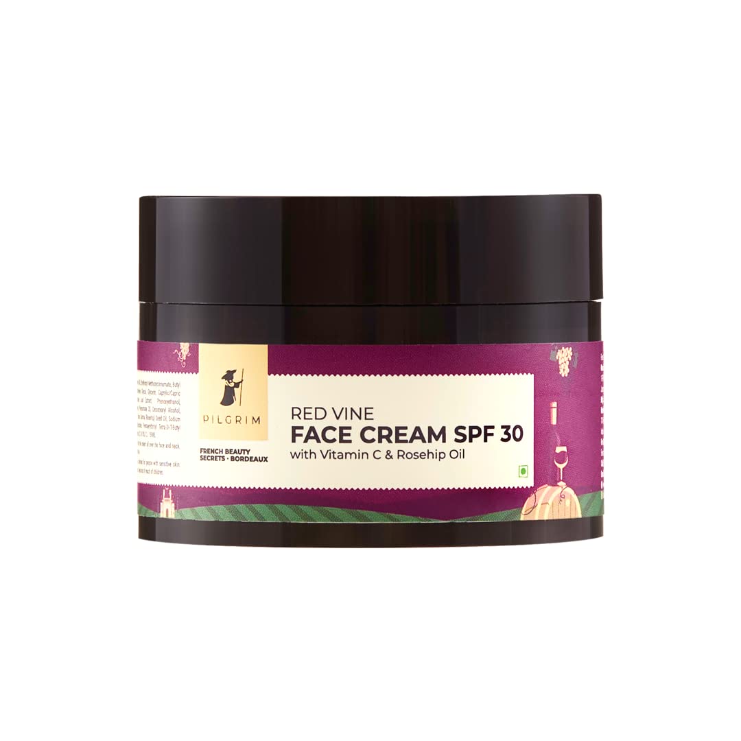 Pilgrim French Red Vine Face Cream with SPF 30 Sunscreen, Sun Protection PA+++, 50 gm
