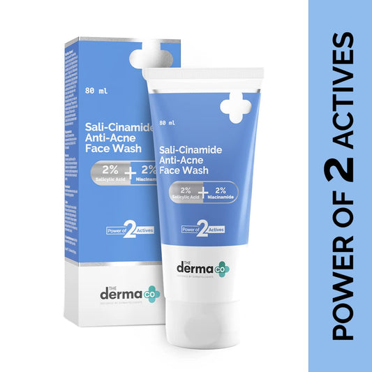 The Derma Co Sali-Cinamide Anti-Acne Face Wash I With 2% Salicylic Acid & 2% Niacinamide , Power of 2 Actives, 80 ml
