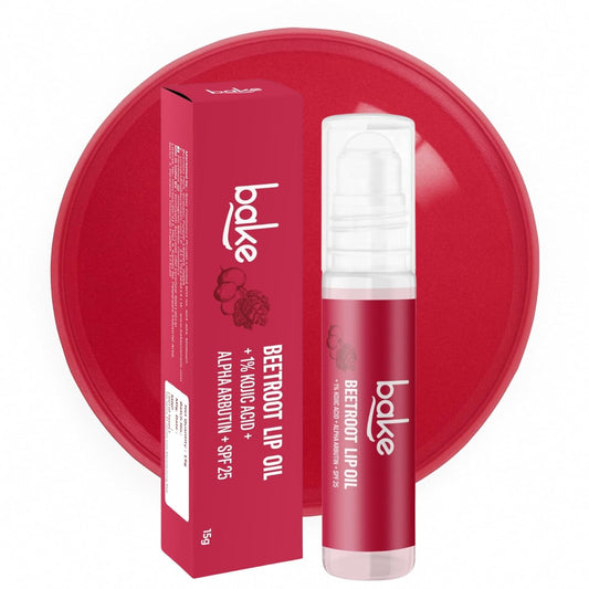 BAKE 1% Kojic Acid Beetroot Tinted Brightening Lip Balm Oil for Dark & Pigmented Lips with SPF 25 PA++++ with Alpha Arbutin - 15g