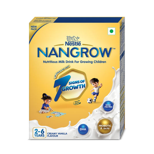 Nangrow Nutritious Milk Drink Powder For Growing Children Toddler Aged 2-6 Years, Creamy Vanilla Flavor, 400 gm