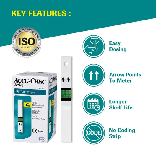 Accu-Chek Active Test Strips | For use with Accu-Chek Active Glucometer | Pack of 100 Strips