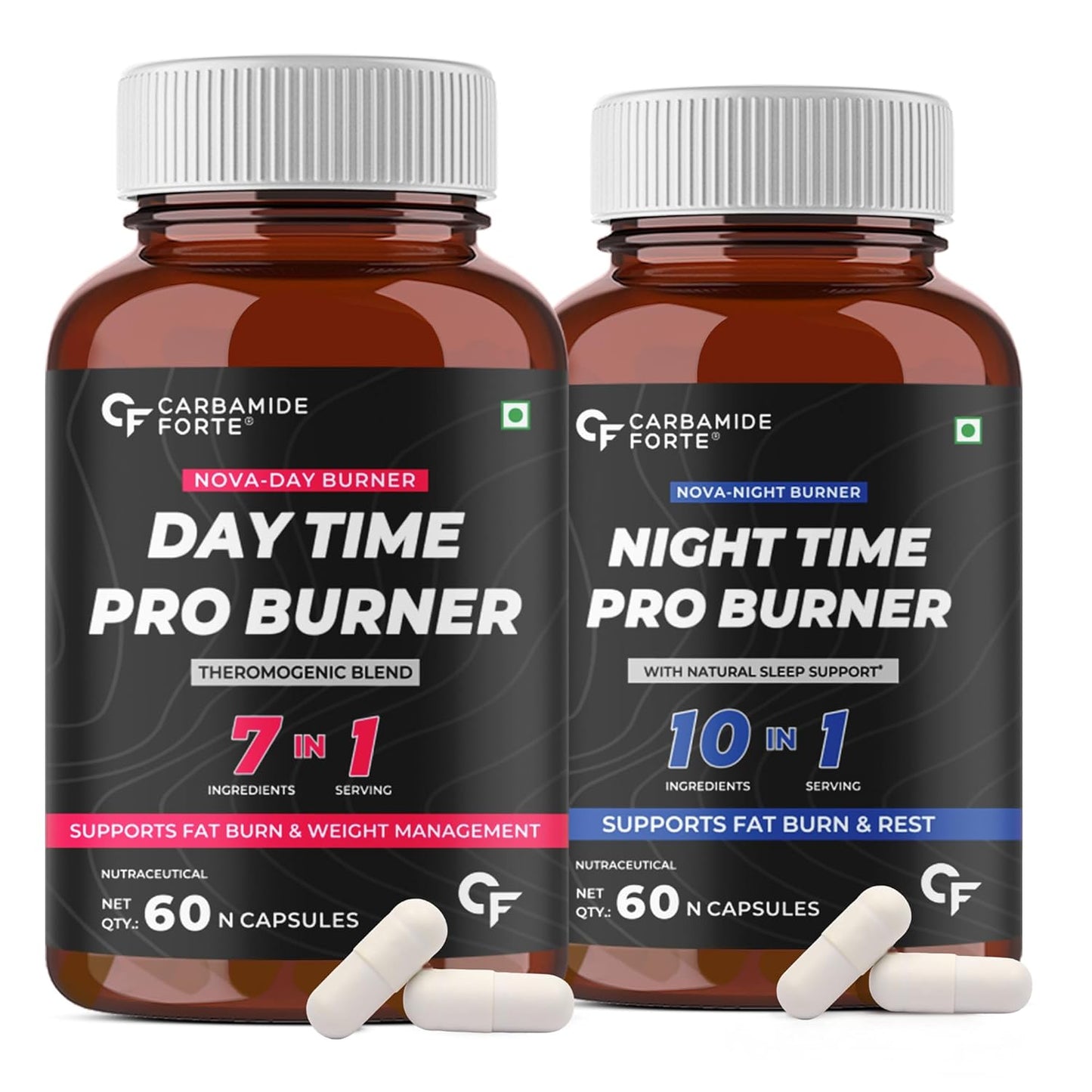 Carbamide Forte Day & Night Fat Burner for Weight Loss With Garcinia Cambogia, 120 count