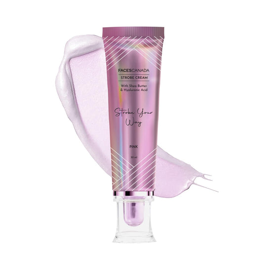 FACES CANADA Strobe Cream - Pink, 30ml | Primer + Highlighter + Moisturizer | Shea Butter & Hyaluronic Acid | Intense Hydration