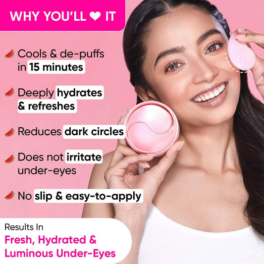 Dot & Key Watermelon Cooling Hydrogel Under Eye Patches for Dark Circles & Puffiness Reduction , 60 Patches