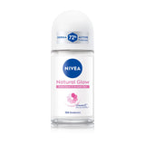 NIVEA Natural Glow Smooth Skin Deodorant Underarm Roll On for Women| Vitamin C, Vitamin E, Avocado oil and Licorice Extract | 72 H Even Toned, Smooth & Bright Underarms | 0% Alcohol and Dermat Approved |50 ml