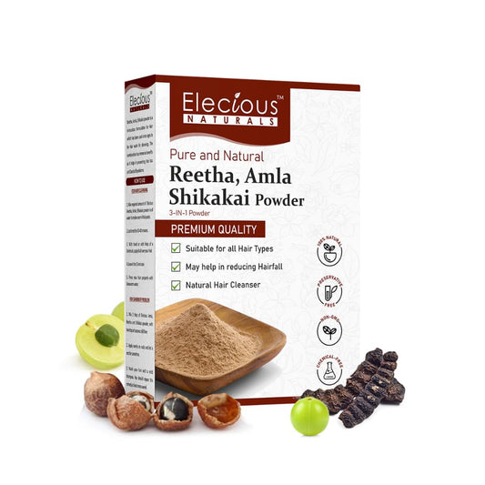 Elecious Pure Amla, Reetha, Shikakai Powder for Hair, 200 gm