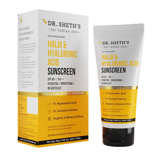 Dr. Sheth's Haldi & Hyaluronic Acid Sunscreen With 1% Hyaluronic Acid | Spf 50+ | Pa+++ , 50 gm