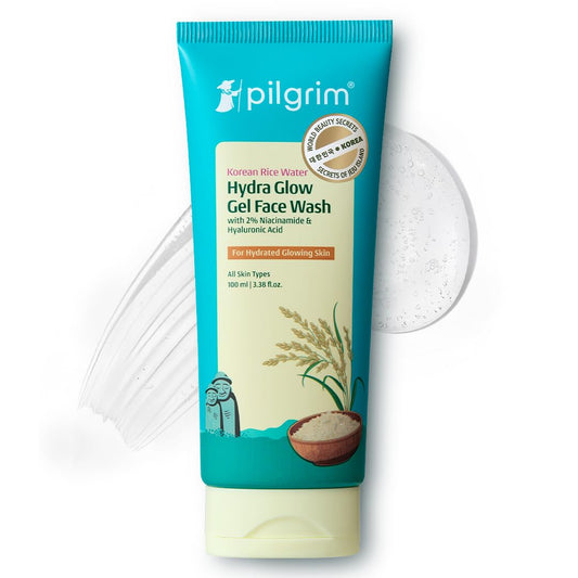 Pilgrim Korean Rice Water Hydra Glow Face wash, Niacinamide, Hyaluronic Acid 100 ml