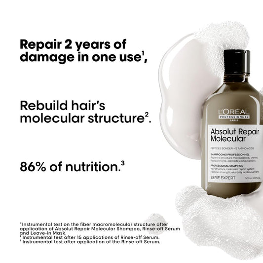 L'Oréal Professionnel Absolut Repair Molecular Sulfate Free Shampoo for Damaged Hair - 300 ml
