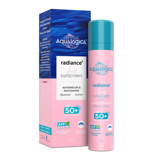 Aqualogica Radiance+ Dewy Sunscreen Cream,Watermelon & Niacinamide, Spf 50+, Pa+++, 50g