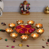 Webelkart Premium 9 Lotus Diya Shape urli Bowl for Home and Pooja Decorations, 12 Inches,Gold