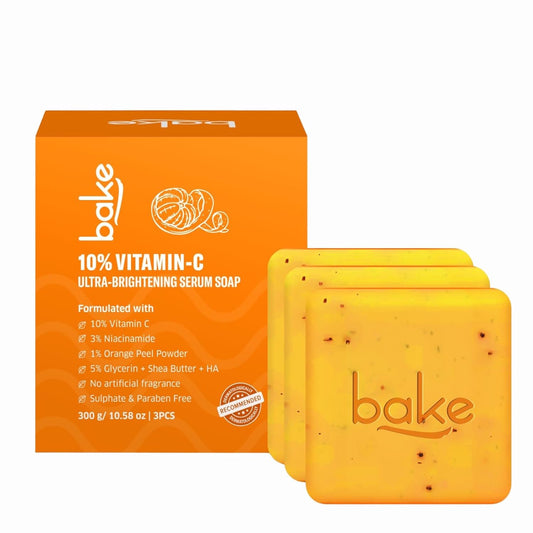 Bake 10% Vitamin C Ultra Brightening Serum Soap, 3% Niacinamide & Turmeric, 300 gm