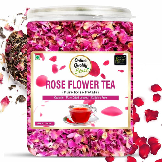 Online Quality Store Natural Rose Flower Tea, Pure Petals, Caffeine Free Herbal, Use for Iced, Cocktails.  50 gm