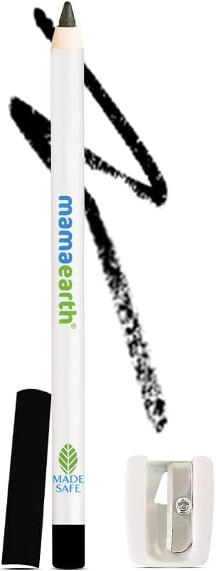 Mamaearth Charcoal Black Long Stay Kohl Pencil, Kajal Black Waterproof, With Castor Oil & Chamomile For 11 Hour Smudge free Stay with Free Sharpener, 2 Piece Set