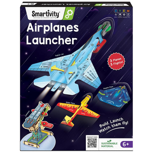 Smartivity 3in1 Airplanes Launcher Toy for Kids 6-12 | Build & Launch 3 Planes – Fighter Jet, Glider, Stealth