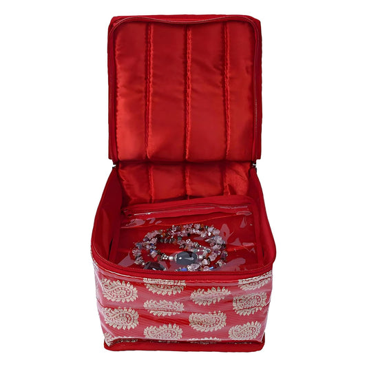 Kuber Industries Brocade Jewellery kit with 10 Pouch
