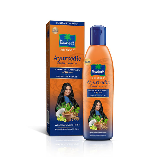 Parachute Advansed Ayurvedic Coconut Hair Oil ,25 Ayurvedic Herbs Like Amla, Neem, Bhringraj, Brahmi, Methi, 300 ml Pack of 2