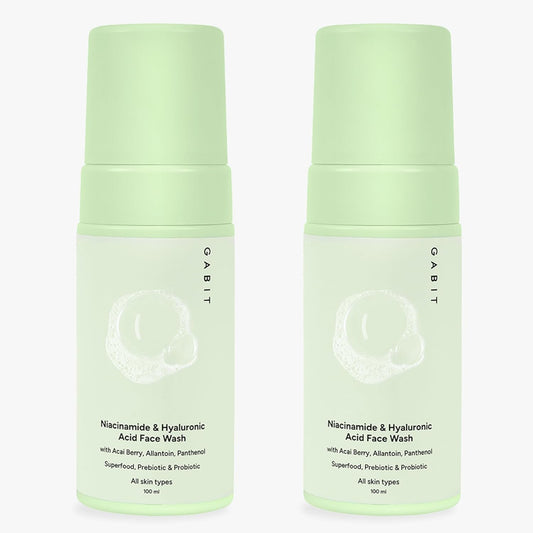 Gabit Niacinamide & Hyaluronic Acid Foaming Face Wash, 100 ml ,Pack of 2