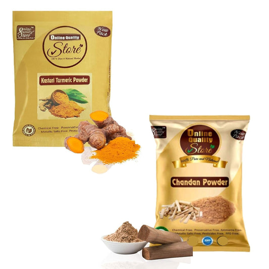 Online Quality Store Kasturi Turmeric Powder For Face + Pure Organic Sandalwood Powder|Kasturi Haldi Powder,Wild Turmeric Powder,Kasturi Manjal|Face Care Products(Pack Of 2 ,50G Each ,Total 100G )