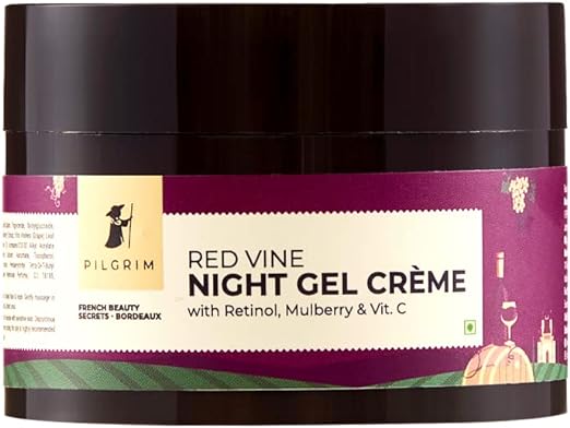 Pilgrim French Red Vine Anti Aging Night Cream For Women With Retinol, Mulberry & Vitamin C For Glowing Skin & Skin Repair - 50g