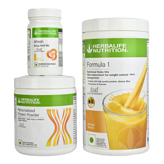 Herbalife Formula 1 Mango 500 gm with Personalized Protein Powder 200 gm and Afresh Lemon 50 gm Pack of 3