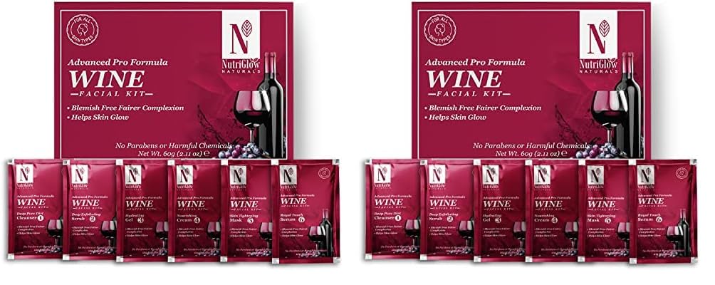 NutriGlow Natural's Advanced Pro Formula Wine Facial Cleanup Kit, Pack of 2