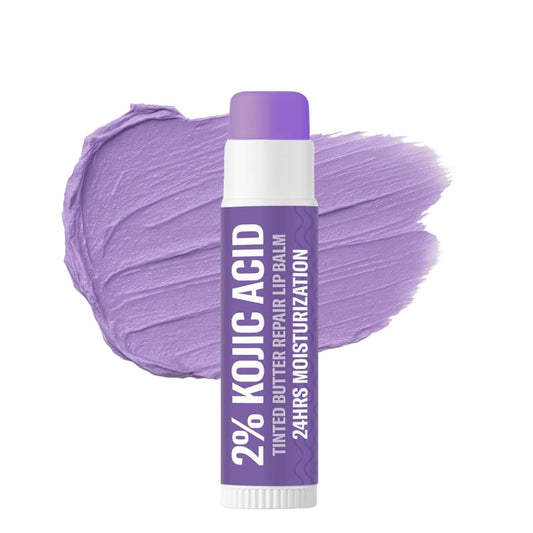 BAKE 2% Kojic Acid Tinted Butter Brightening Lip Balm with 1% Alpha Arbutin & Glycolic Acid 24 Hours Moisturization | For Dark, Pigmented, Dry, Flaky Lips | De-Tan Lip Balm | For Men & Women - 5g