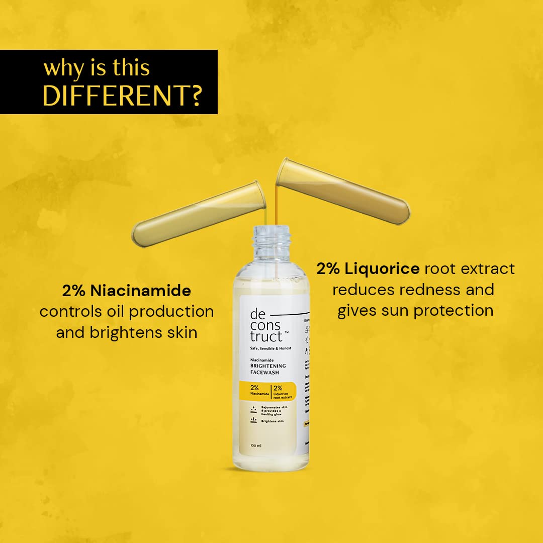 Deconstruct Brightening Facewash | 2% Niacinamide + 2% Liquorice Root Extract, 100 ml