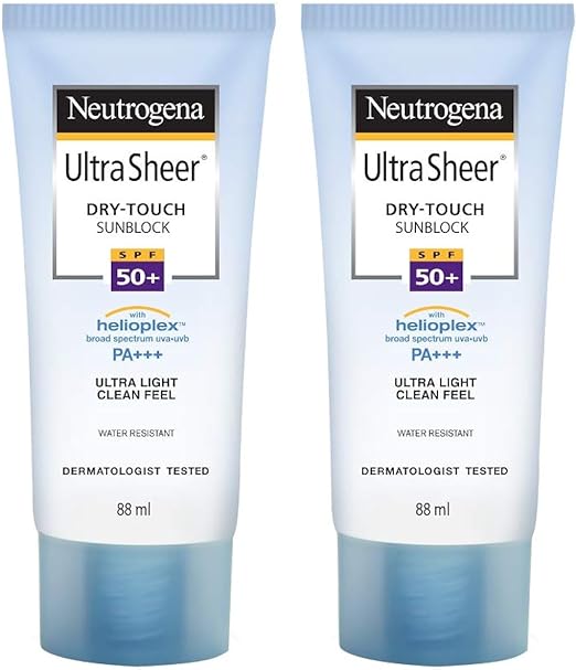 Neutrogena Ultra Sheer Dry Touch Sunblock, White, 80 ml (Pack of 2)
